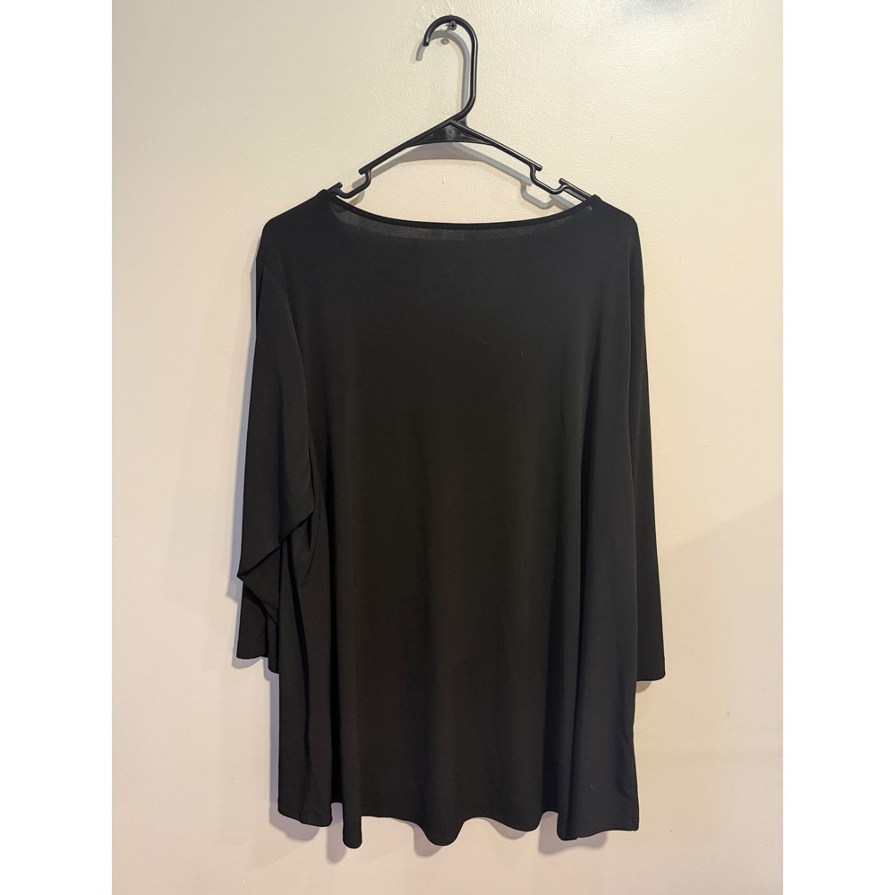 Susan Graver Modern Essentials Black Liquid Knit Tunic Top 3XP 3X Petite 3/4 - Picture 4 of 7